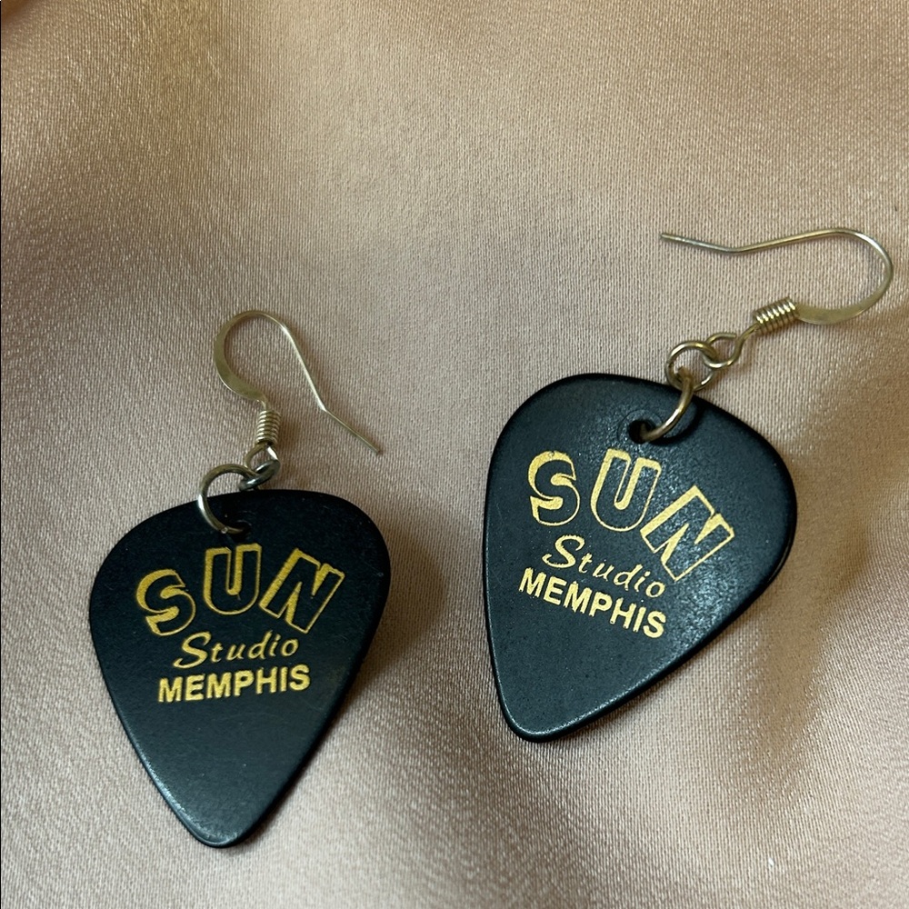 Black & Gold Guitar Pick Earrings